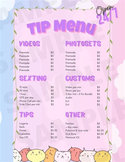 chaturbate tip menu ideas|The Menu